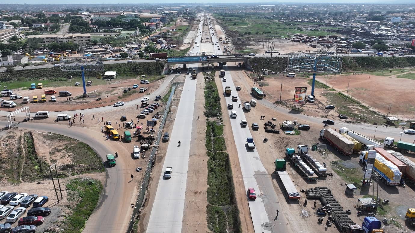 Earthworks and construction activity at Ashaiman along the Section 1 corridor
