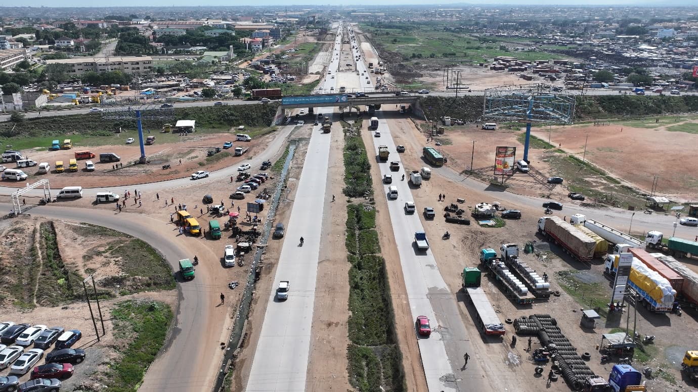 Earthworks and construction activity at Ashaiman along the Section 1 corridor